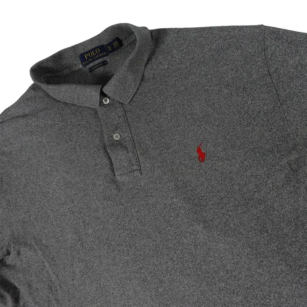 Ralph Lauren Cotton Gray Red Pony Golf Polo Shirt Men's Classic Fit XL